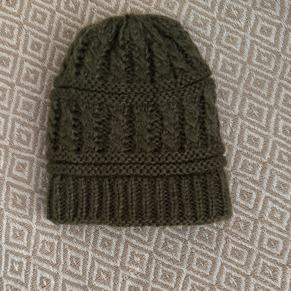 Cozy Olive Green Knit Beanie